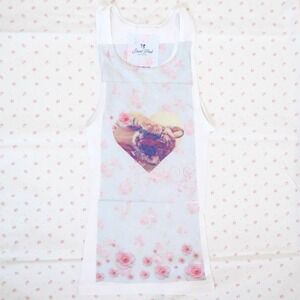 y2k tiger heart graphic tank top floral overlay double strap cami